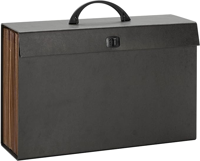 Smead A-Z and Subject Expanding File Box, 19 Pockets, Printed Alphabetic (A-Z)/Subject, Latch Closure, Legal Size, Black (708