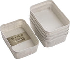 BINO | Woven Plastic Basket | XS (Natural), 5-Pack | THE JUTE COLLECTION | Home Organization, Space - Saving Storage, Stylish
