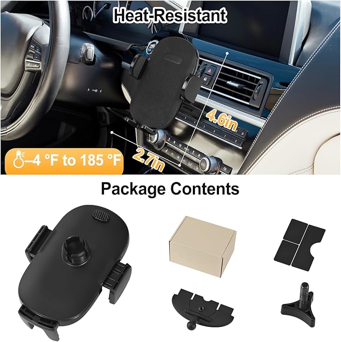 Shock-Resistant CD Slot Phone Holder for Car, CD Player Phone Mount with Adjustable Clamp, 360° Rotation, Non-Slip, Single-Button Release, Heat-Resistant, Universally Compatible with iPhone & Samsung