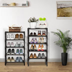 Shoe Rack - 10 Tiers Shoe Organizer with Detachable Fabric Shelves & Metal Frame, Up to 20-25 Pairs Narrow Tall Shoe Rack for