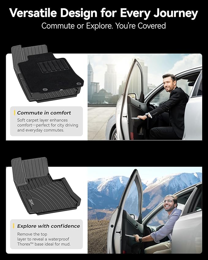 3W Floor Mats with Carpets for Mercedez Benz C-Class 2015-2021(for Sedan Only,Not fit Coupe and Cabriolet), TPE Floor Liner Thickened Carpet for Benz C Class C300/C400/C350e/C43 AMG/C63 AMG/C63 AMG S
