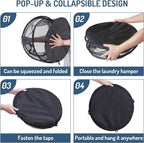 Seiritex Mesh Popup Laundry Hamper 115L Foldable Laundry Basket Extra Large Capacity Collapsible Clothing Storage Basket with