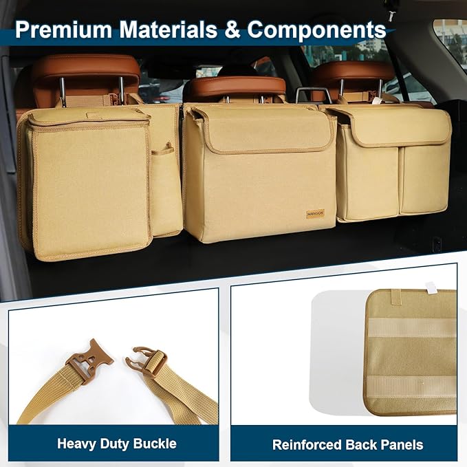 Deluxe Trunk and Backseat Organizer for Medium or large size SUVs & RVs, Detachable Storage Modules with Built-in Cooler,