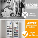 SpaceAid 2 Pack Hanging Closet Organizer and Storage with Dividers, 24 Compartments Hanging Shoe Shelves for Closet, Wardrobe