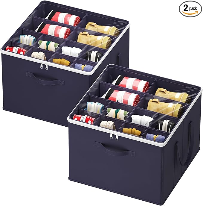 Lifewit Shoe Storage Organizer for Closet, Fabric Large Shoe Box Storage Containers with Clear Cover, Foldable Bins for Boots