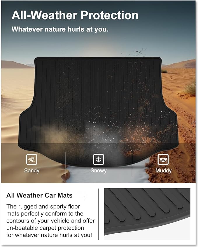 KIWI MASTER Cargo Mat for 2013-2018 Toyota RAV4 (Non-Hybrid), OEM Replacement PT908-42135, Custom Fit All Weather Rear Cargo Liner, Heavy Duty TPE Tray Trunk Mat, Black