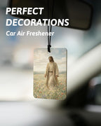 Pink Christian Jesus Air Freshener 4 Pcs, Coastal Seagrass Bow Bible Verse Religious Hanging Air Freshener for Cars Closet Dr