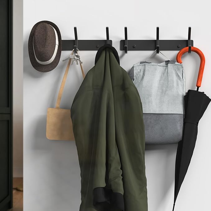 VAEHOLD 2PACK Coat Hooks Wall Hook for Hanging Clothes Robes Towels Hats Heavy Duty Coat Hanger Coat Rack Wall Mount with 3 H