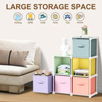 6 Cube Storage Organizer with Shelf Back to School Boxes 11 Inch Toy Storage Bins Closet Organizers Drawers Fabric Dresser fo