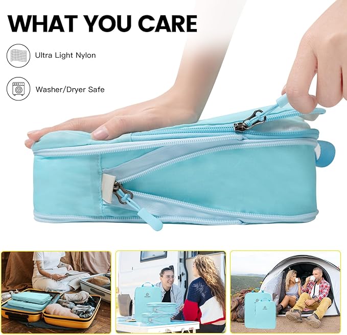 PFEYRPK Lightweight Compression Packing Cubes for Suitcases, Compressible Expandable Travel Packing Organizer with Clear Toil