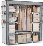 VTRIN Portable Closet Wardrobe for Hanging Clothes 57.3 Inch Large Capacity Clothes Rack with Cover, 10 Storage Organizer She