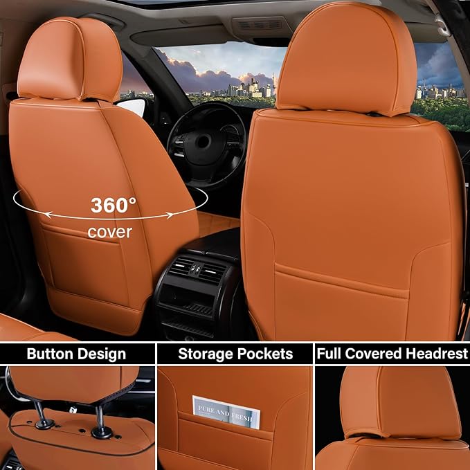 Coverado Front Seat Covers, Car Seat Covers Front Seats, Leather Seat Covers for Cars, Automotive Seat Covers Car Seat Protec