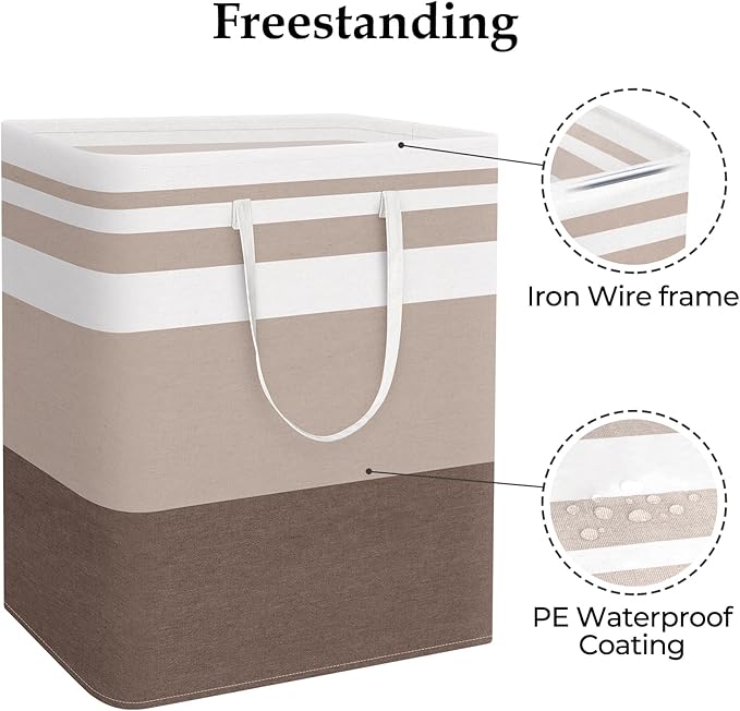 StorageRight Large Collapsible Laundry Basket Hamper with Easy Carry Handles，Freestanding Clothes Hampers for Laundry, Bedroo