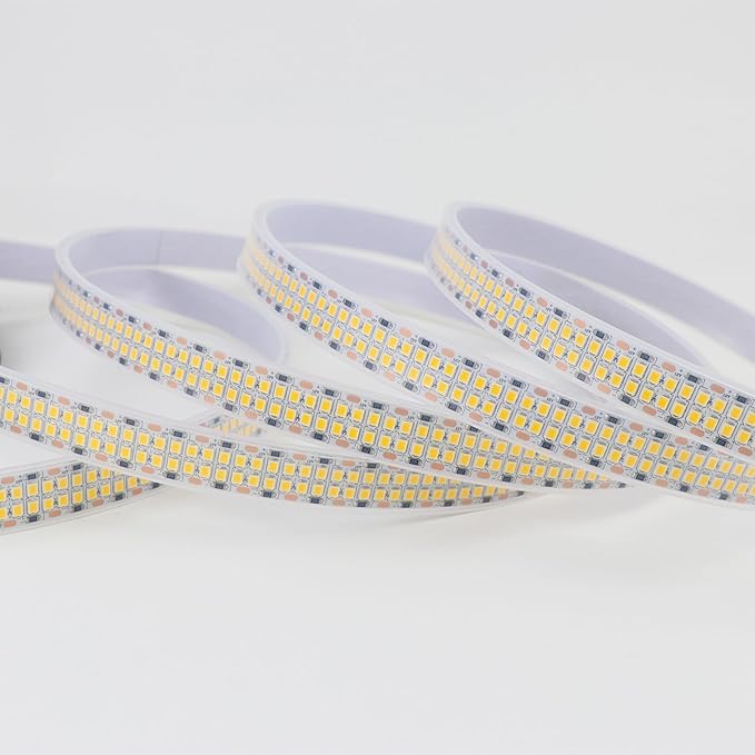 LED Strip Lights Warm White 3000K 2400LEDs DC 12V 16.4ft/5M Double Row 2835 SMD LED Tape Light Flexible Dimmable Ribbon Lamp Waterproof IP67 Outdoor Lighting(No Adapater and Dimmer)