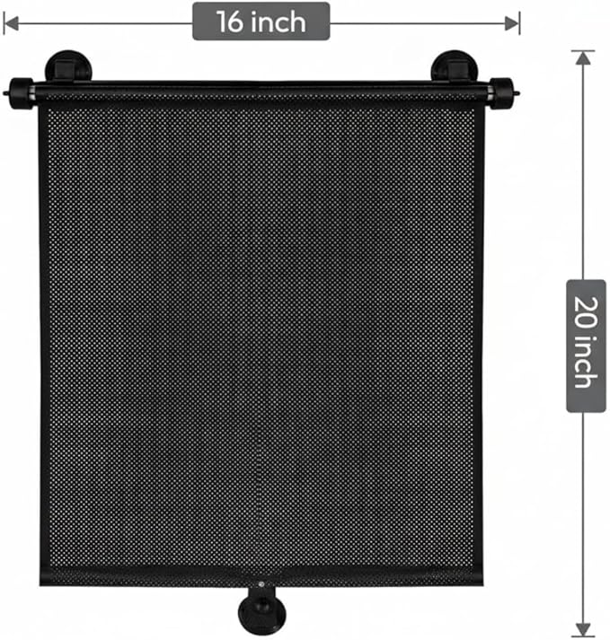JoEzzy Car Window Sun Shades (3-Pack) - Retractable Roller Sunshade for Baby & Delivery Drivers | Car Window Shade Roller for Kids & GPS Glare | 16"x20" Universal Fit Side Window UV Protection