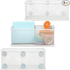 EASEPRES Magnetic Pencil Holder Set of 3 - Wire Mesh Storage Baskets Organizer with Strong Magnets - Perfect for Whiteboard, 