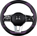 Iwantit® Steering Wheel Covers with Leather and Anti-Slip Rubber Ring, Universal Fit 14.5-15 inches for Cars,SUV (Purple/Blac