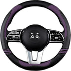 Iwantit® Steering Wheel Covers with Leather and Anti-Slip Rubber Ring, Universal Fit 14.5-15 inches for Cars,SUV (Purple/Blac