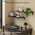 Floating Shelf Board for Wall 5/8" – No Brackets – 36" L x 10" W x 0.6" T Black Melamine Wood Floating Shelves for Bathroom, 