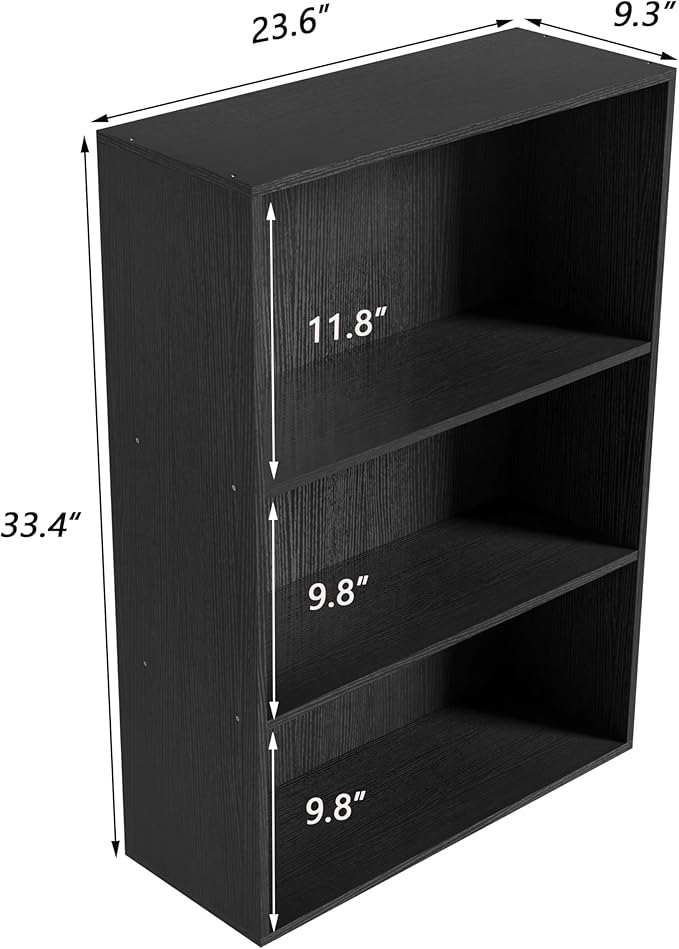 Wooden 3 Cube Storage Organizer,3 Tier Low Bookcase Storage Display Organizer, 33 Inch Versatile Cubes Shelf and Cubby Unit f