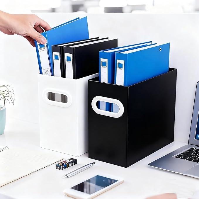 Cardboard File Organizer, Storage Box for Hanging File Folders Letter Size, Portable Document Organizer with Handle for Home,