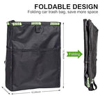 Car Trash Can 3.5 Gallons Ultra Large Car Trash Bag Hanging, Capacity Organizer and Storage with Adjustable Straps, Leakproof Lining and Spring Frame Closure for Interior Stuff Storage