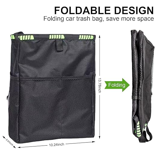 Car Trash Can 3.5 Gallons Ultra Large Car Trash Bag Hanging, Capacity Organizer and Storage with Adjustable Straps, Leakproof Lining and Spring Frame Closure for Interior Stuff Storage