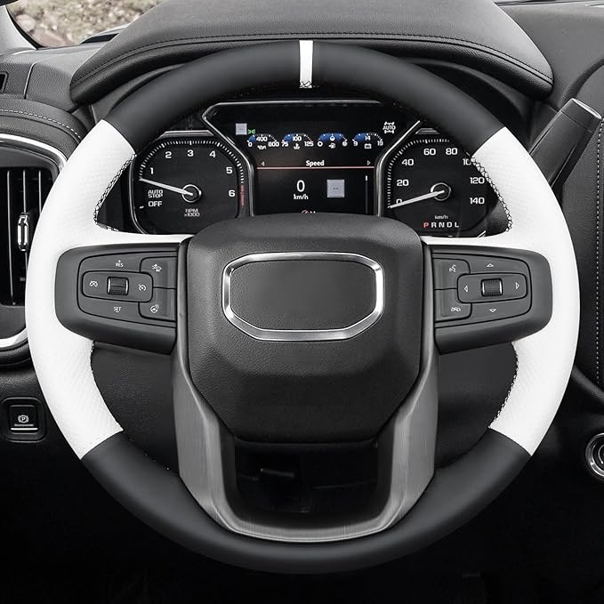 MEWANT Steering Wheel Cover for GMC Sierra Steering Wheel Cover for GMC Sierra 1500 / Sierra 1500 Limited/Sierra 2500 / Sierra 3500/ Yukon (XL) Hive Microfiber Leather