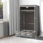 Portable Wardrobe Closet with Shelves & Drawers - Light Grey Oxford Fabric Clothes Organizer for Bedroom, Dorm Room - Waterpr