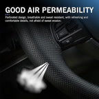 Car Steering Wheel Cover, DIY Hand-sewn Genuine Anti-slip Protector with Needle and Thread, Breathable Perforated Comfortable