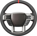 MEWANT Steering Wheel Cover for Ford F150 F250 F350 F450 Expedition 2018 Truck Accessory Made from Black Genuine Leather