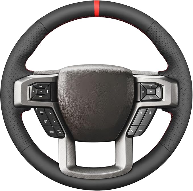 MEWANT Steering Wheel Cover for Ford F150 F250 F350 F450 Expedition 2018 Accessory Made from Black Artificial Leather