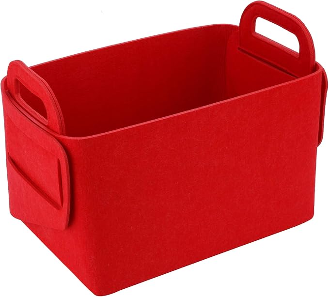 Minoisome Storage Basket Felt Storage Bin Collapsible& Convenient Box Organizer with Carry Handles for Office Bedroom Closet 