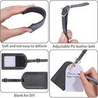FREEBLOSS 50 Set Leather Luggage Tags Bulk Wedding Favors Luggage Tag Black PU Flip-Fold Bag Name Tag with 50 Insert Cards We
