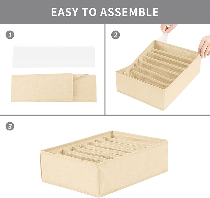 Qozary 4 Pack Drawer Organizers for Clothing, 8 Grids Foldable Closet Organizers and Storage Bins for Bedroom, Dresser Organi
