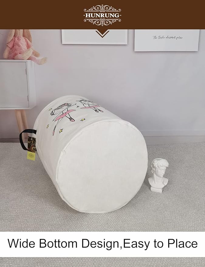 HUNRUNG Laundry Hamper,Large Canvas Fabric Lightweight Storage Basket Toy Organizer Dirty Clothes Collapsible Waterproof for 