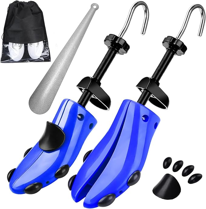 eachway Shoe Stretcher Shoe Trees,Adjustable Length & Width for Men and Women (L (for Men's Size Us 10-13.5) Blue)