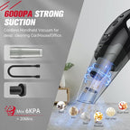 Handheld Vacuum Cordless Rechargeable 3-in-1, Car Vacuum Portable Cordless with USB Charge, Handheld Vacuum with LED Light, H