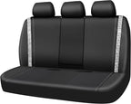 CAR PASS Bling Rhinestone&Leather Back Seat Cover, Waterproof Bench Rear Seat Cover Shining Diamond Universal Fit Automotive Glitter Crystal Sparkle Strips for Kid Women Girl, Silver Diamond