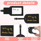 Sweetude 48 Sets Leather Luggage Tag Bulk and So The Adventure Begins Luggage Tags with Name Card for Wedding Bridal Shower B