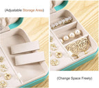 LANDICI Small Jewelry Box for Women Girls, PU Leather Travel Jewelry Organizer Case, Portable Jewellery Storage Holder Displa