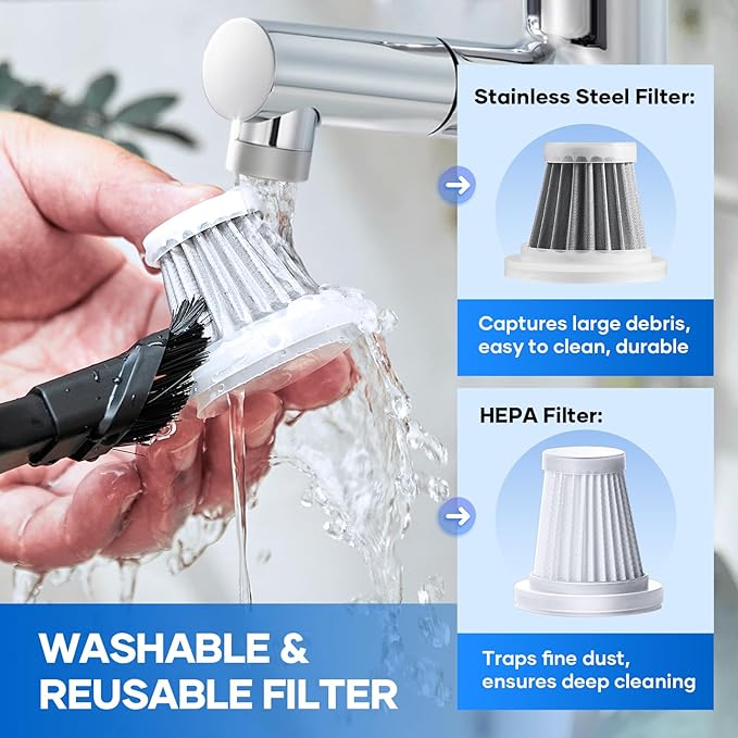 Mini Vacuum Cleaner, 3 in 1 Car Vacuum Cleaner High Power, 15000PA Powerful Suction, Air Duster, 7500mAh, Dual Filter,Adjusta