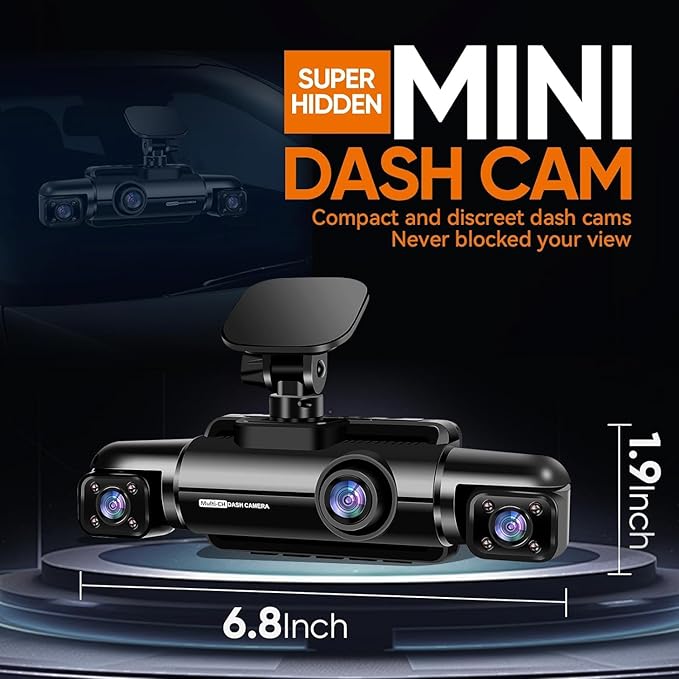 360° Dash Cam Front and Rear Inside, 4 Channel FHD 4 * 1080P, Wi-Fi GPS Voice Control Car Camera, Front 2K+1080P*2 Dash Camer