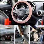 Steering Wheel Cover for Women and Men, Carbon Fiber Plush Steering Wheel Cover Soft Anti-Slip Comforting, Universal 15 Inche
