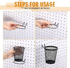 Spakon 6 Sets Pegboard Cups with Ring Hook, Peg Board Baskets Bin Holder Organizer Accessories Pegboard Pencil Cup Multipurpo