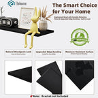 Floating Shelf Board for Wall 5/8" – No Brackets – 24" L x 10" W x 0.6" T Black Wood Melamine Wood Floating Shelves for Bathr
