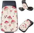 Sunglasses Holder for Car Visor, PU Leather Glasses Clip Organizer, Cute Magnetic Eyeglass Holder for Vehicle Sun Visor, Car Interior Accessory for Women & Men Pink Mushroom Garden