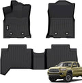 VIWIK Floor Mats for Toyota Tacoma 2018 2019 2020 2021 2022 2023 (Only for Double Cab), Automotive All Weather Custom Fit TPE Floor Liner for 1st and 2nd Row, Full Set Car Mats Black