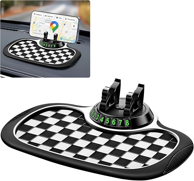 Wuyaoyao Multifunction Car Anti-Slip Mat Auto Phone Holder, PVC Car Dashboard Non-Slip Pad Phone Mount with Temporary Parking