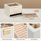 Somduy Jewelry Box Organizer for Women,4 Layers Jewelry Storage Display Box with Glass Lid,Gift for Christmas,3 Drawers,Large